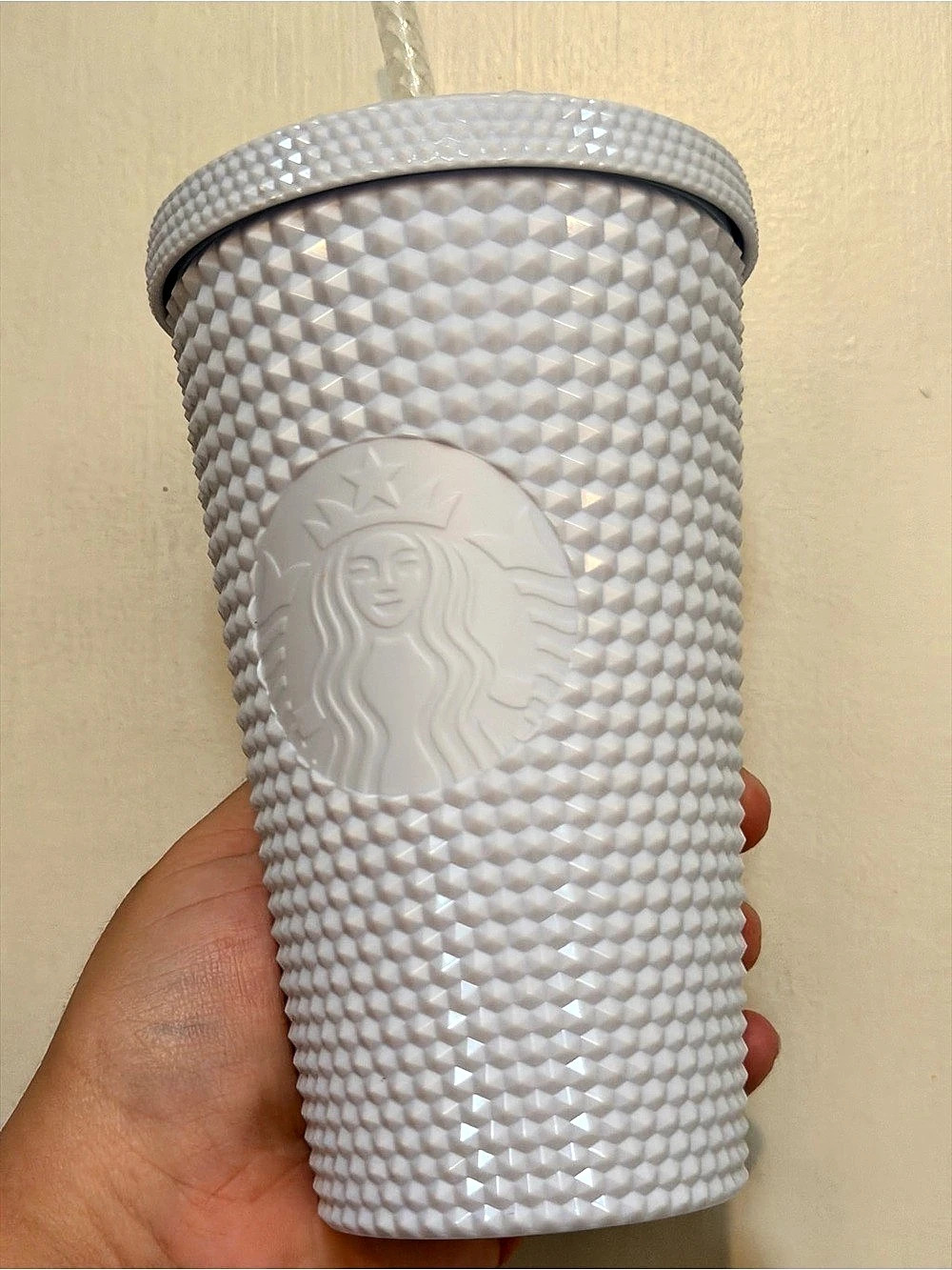 Starbucks Studded Bling Cold Cup Tumbler 16 oz White